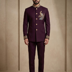 Maroon Doniar Satin Embroidery Wedding Party Festival Casual Groom Ready jodhpuri suit